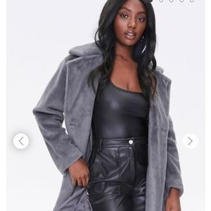 NWT Faux Fur Button-front Trench Coat